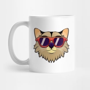 Get Ready to Purrr in Style: Cool Tan Tabby Cat Sports Red Sunglasses and Steals Hearts! Mug